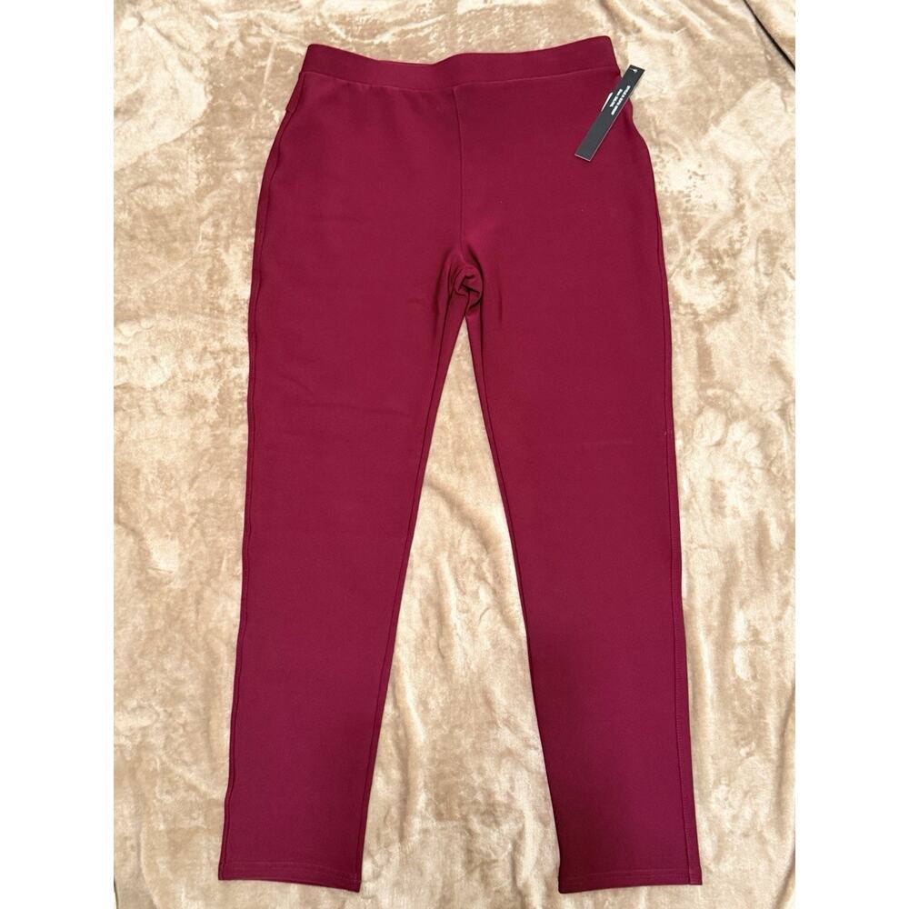 Burgundy Stretchy skinny pants plus size women. Scuba leggings. Work slack